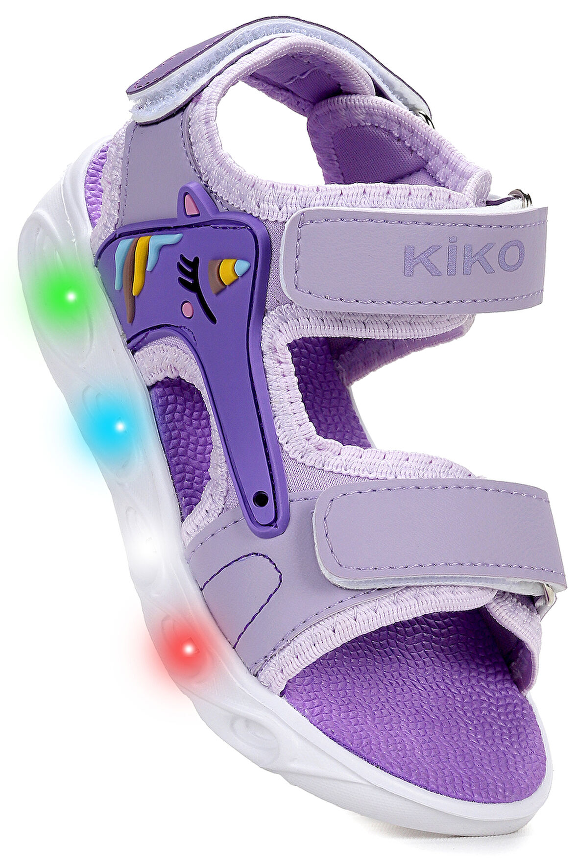 Kiko Kids Unicorn Günlük Işıklı Cırtlı Kız Bebek Sandalet Ayakkabı