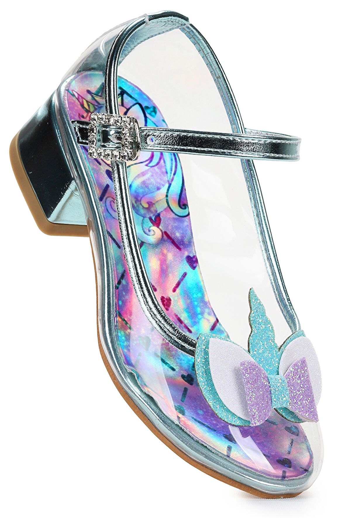 Kiko Kids Unicorn Kız Çocuk Topuklu Abiye Şeffaf Ayakkabı