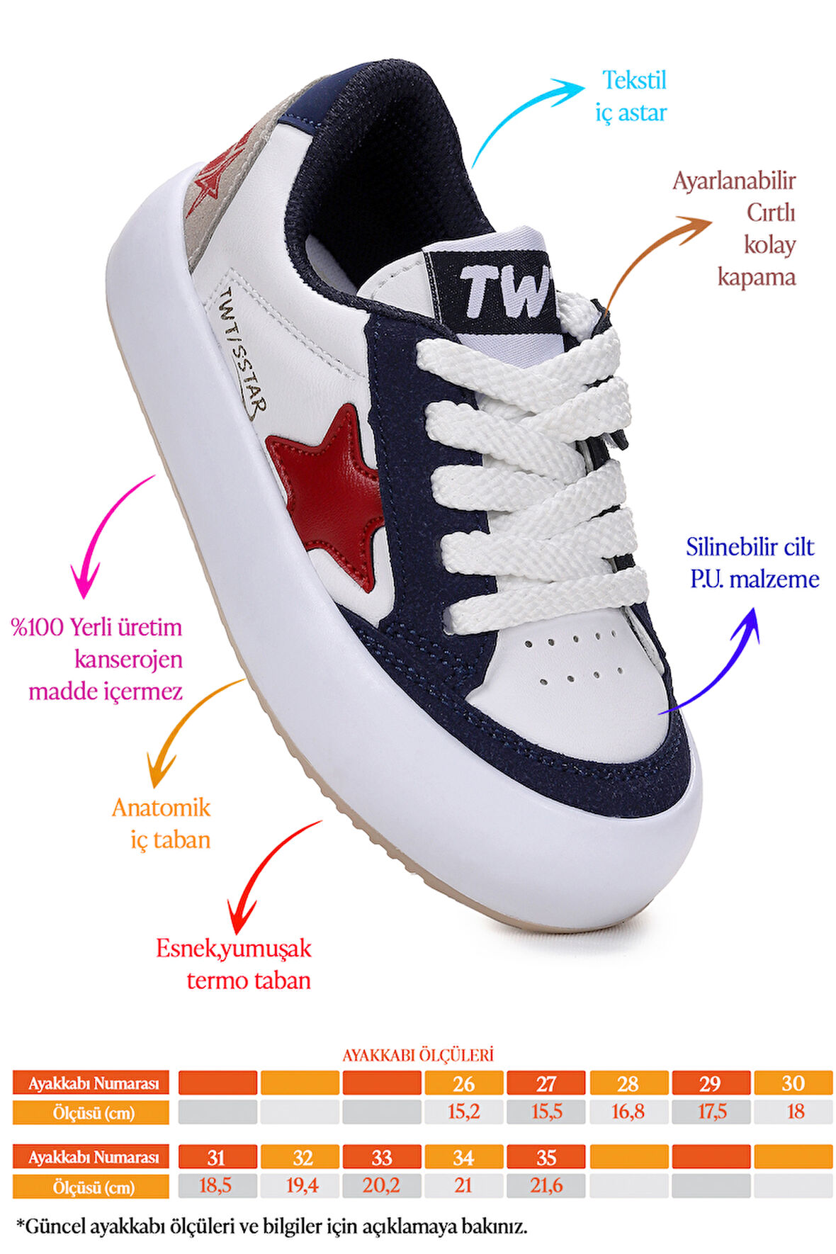 Kiko Kids Rida Günlük Cırtlı Bağcıklı Erkek Çocuk Spor Ayakkabı