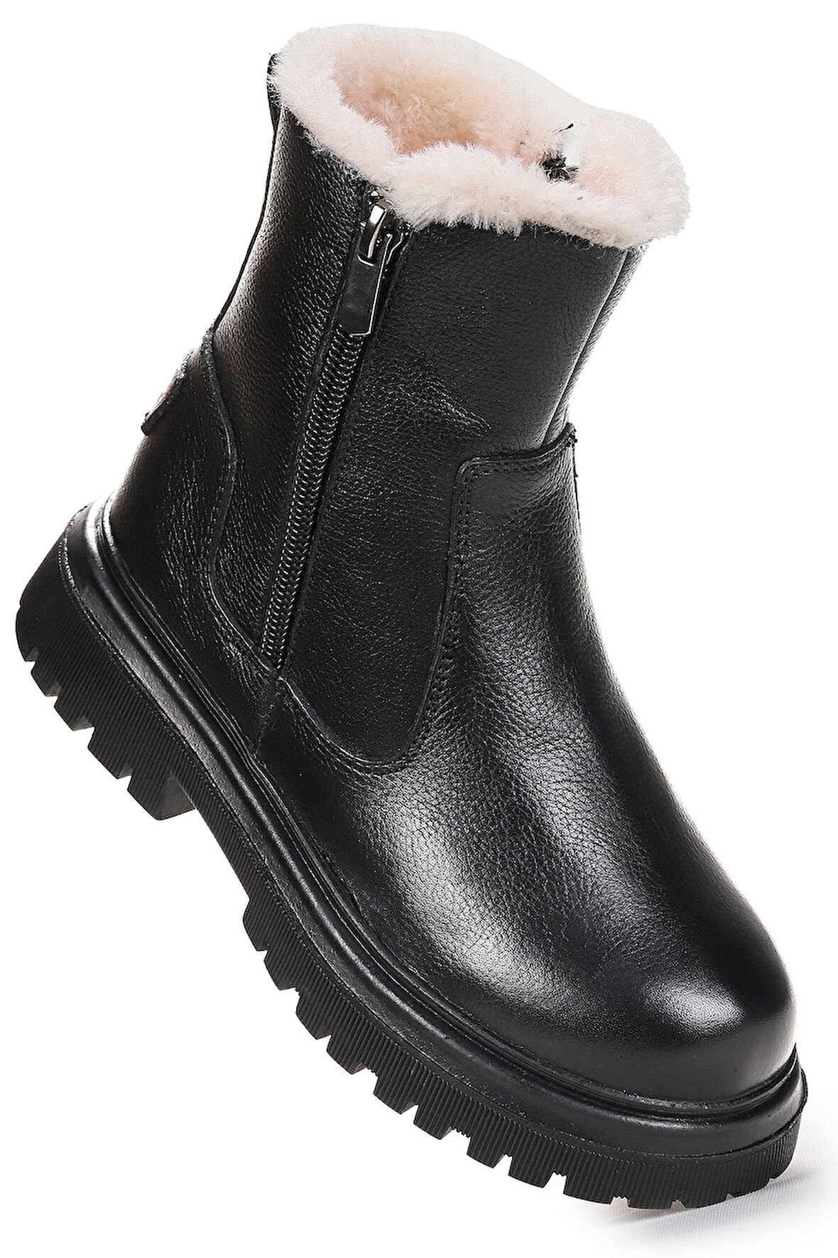  Niyu %100 Deri Fermuarlı Kız Çocuk Bot Ayakkabı