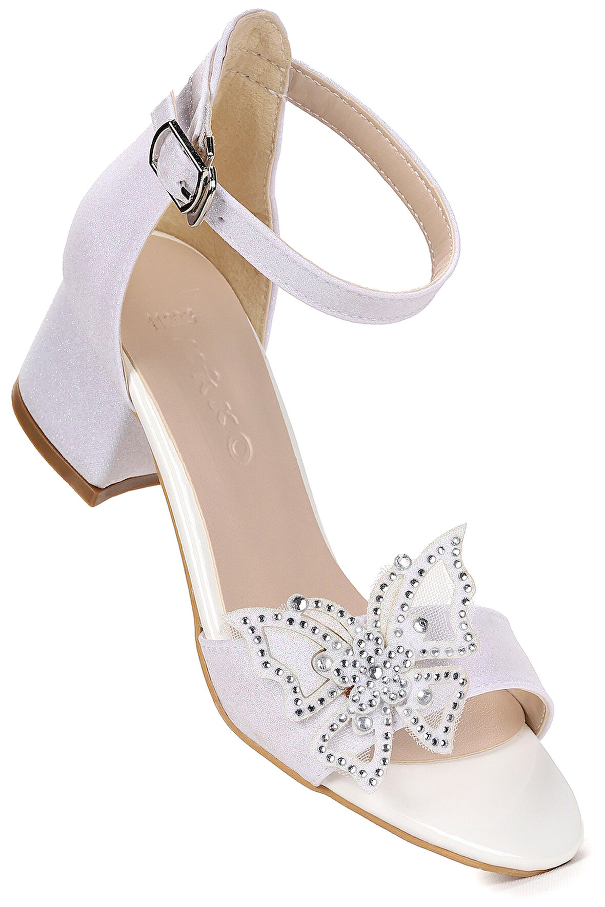 Kiko Kids Zete Kum Simli Kız Çocuk 4 Cm Topuklu Sandalet Abiye Ayakkabı