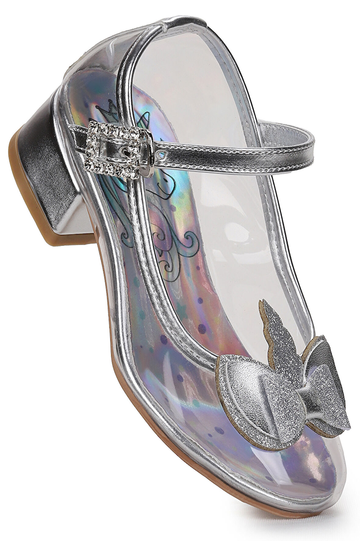 Kiko Kids Unicorn Kız Çocuk Topuklu Abiye Şeffaf Ayakkabı