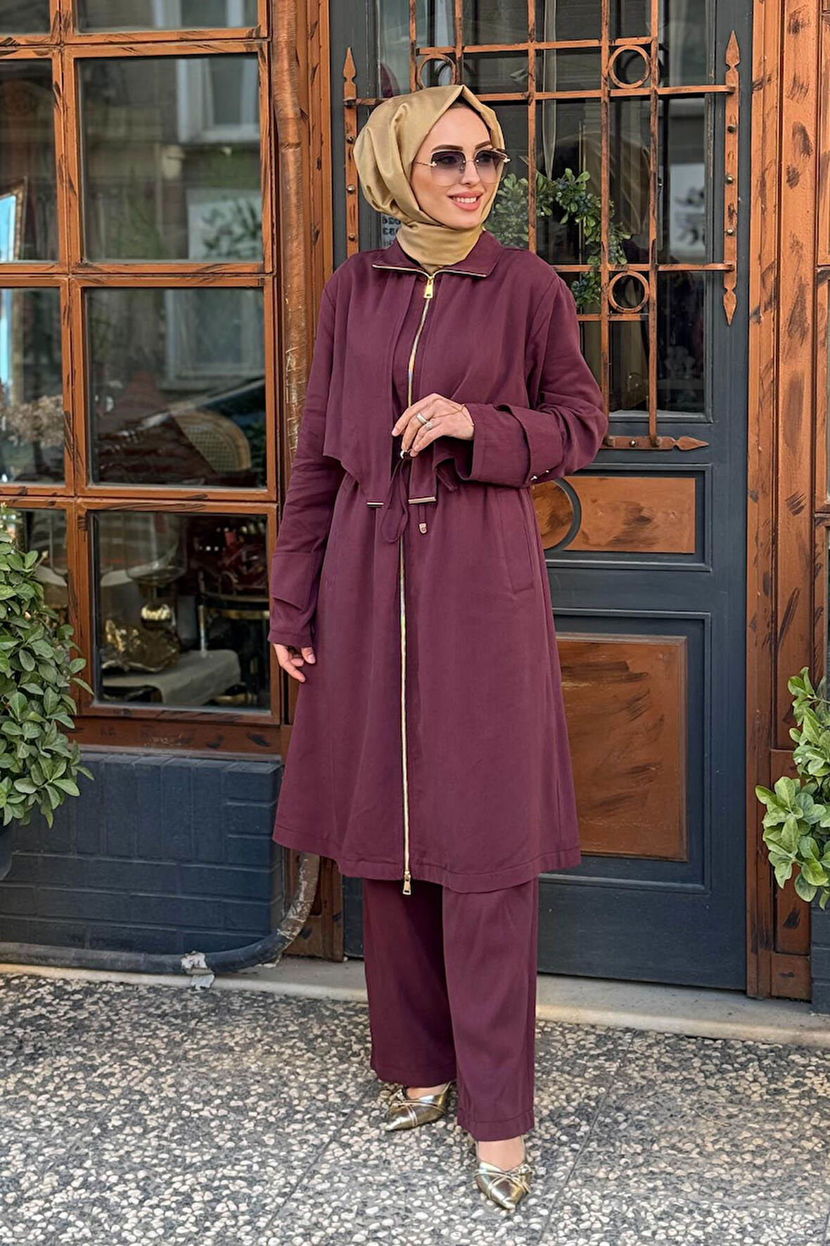 HILAY Belda Pantolonlu Takım HLY012Y101.006 Mürdüm
