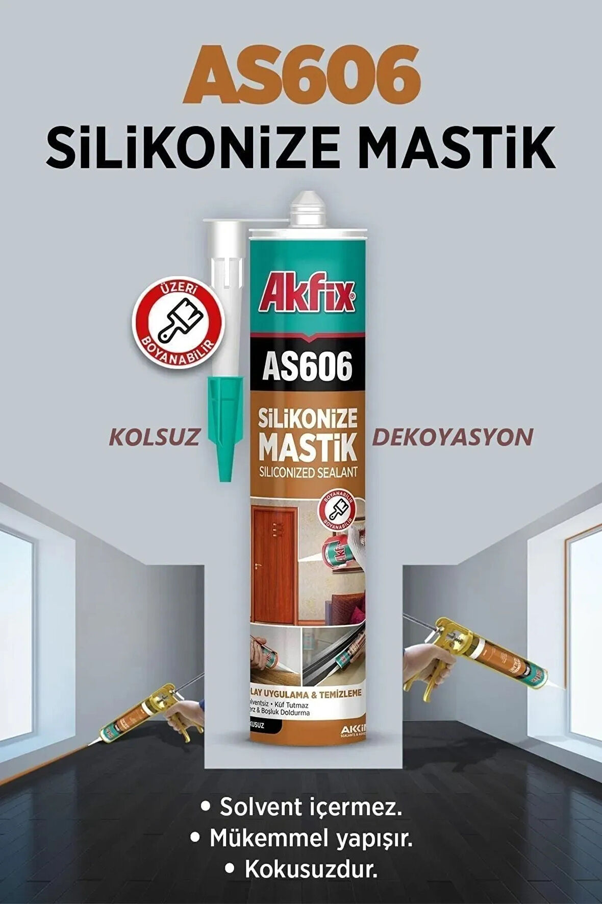 Akfix Silikonize Mastik Beyaz 500 gr