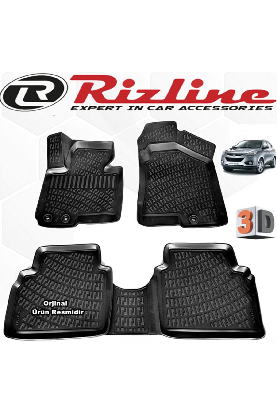 Hyundai Ix35 3d Paspas Havuzlu 2010 - 2015 Arası Siyah 4 Parça Set