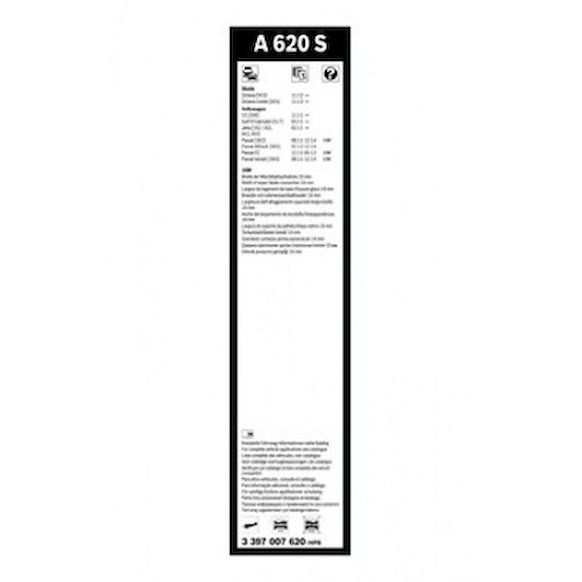 Vag Silecek Supurgesi 600 / 475mm Skoda Golf VI Jetta IV Passat Octavıa 12> - Bosch 3397007620