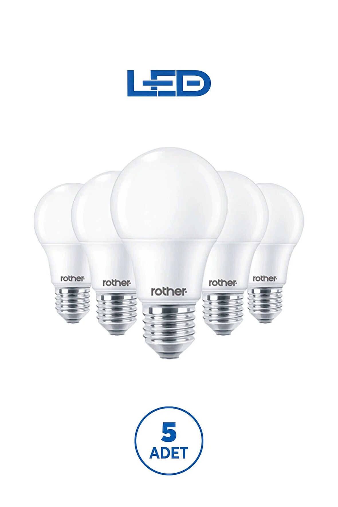 RTL01115-5 Rother A60 LED Ampul 15W E27 1520 Lümen 4500K Gün Işığı Enerji Tasarruflu Ampul 5 Adet