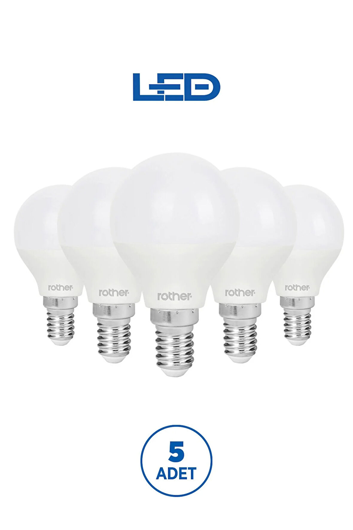 RTL09201 Rother G45 LED Ampul 6W E14 470 Lümen 6500K Beyaz Işık Enerji Tasarruflu Ampul 5 Adet