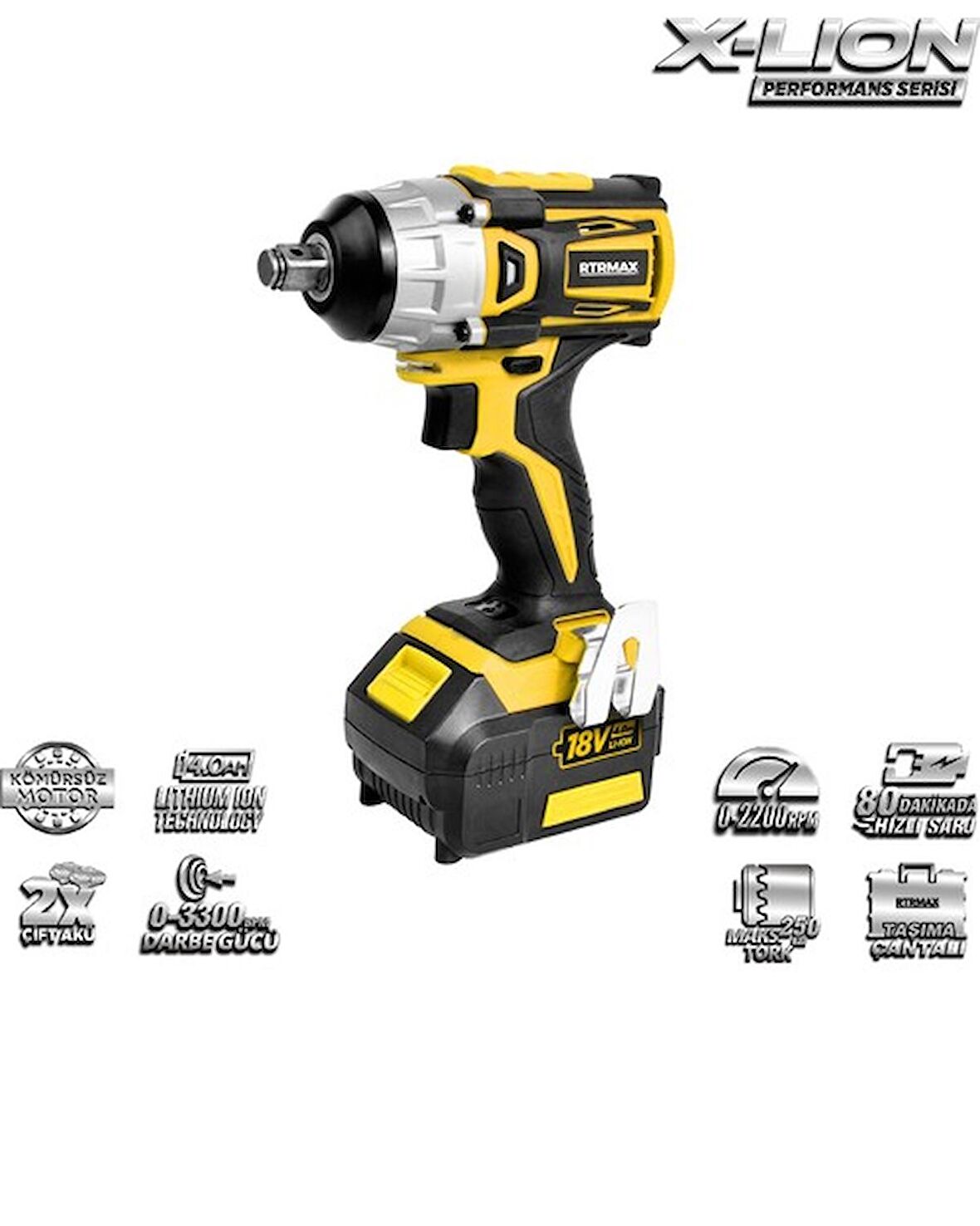 RTX2028 AKÜLÜ SOMUN SIKMA 18V 250NM2X4AH AKÜ