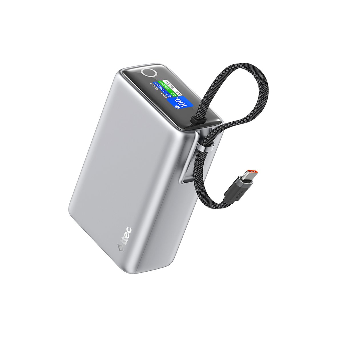 ttec ReCharger Pro Max TFT 25.000mAh PD 100W USB-C Dahili Kablolu Taşınabilir Hızlı Şarj Aleti / Powerbank