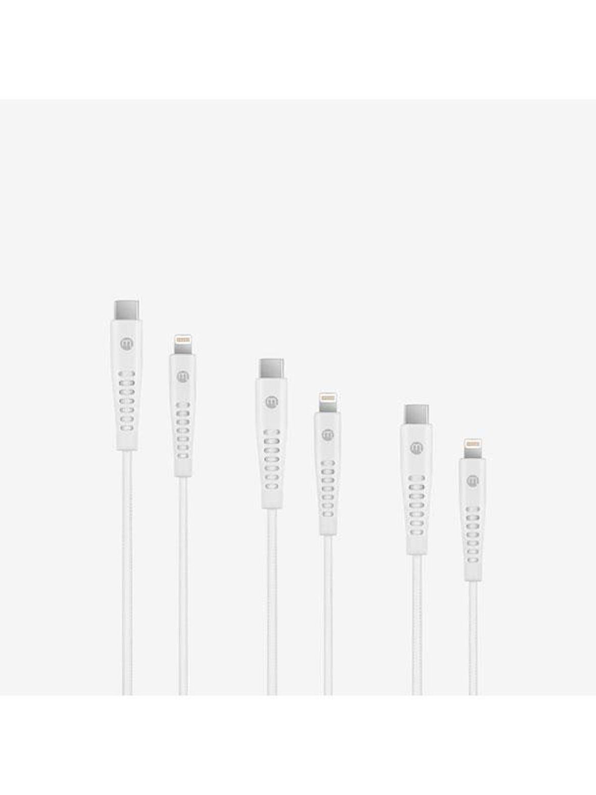 mojue by ttec Ekstra Dayanıklı USB-C - iPhone Lightning 3A 3’lü Şarj Kablosu Seti 120/200/300cm