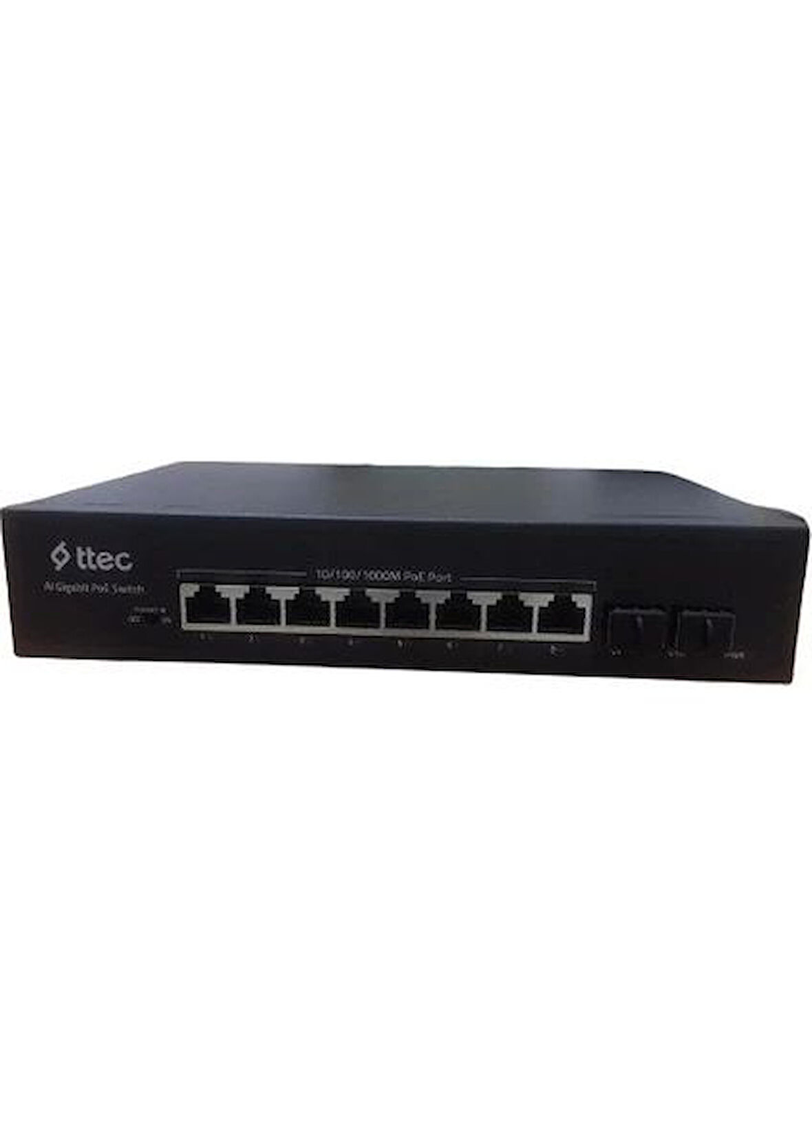 TTEC 8 x 10/100 Base-T PoE/PoE+ Port | 2 x 10/100 Base-T Uplink Port 120W PoE Kapasitesi | Tak-Çalış