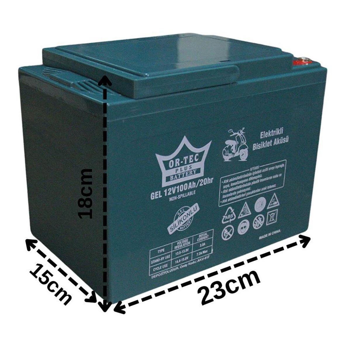 Ortec Plus 12V 100AH Elektrikli Motosiklet Aküsü 2024 Üretim