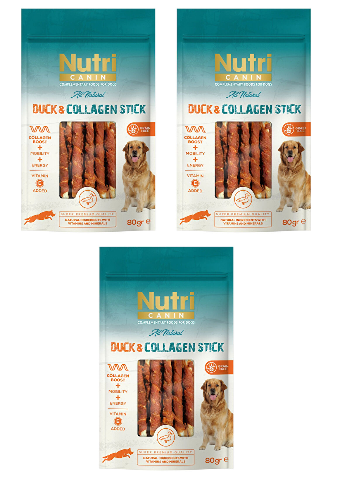 Nutri Canin Ördek Eti Sargılı Kolajen Çubuk Tahılsız Köpek Et Ödülü 80 Gr. X 3 Adet