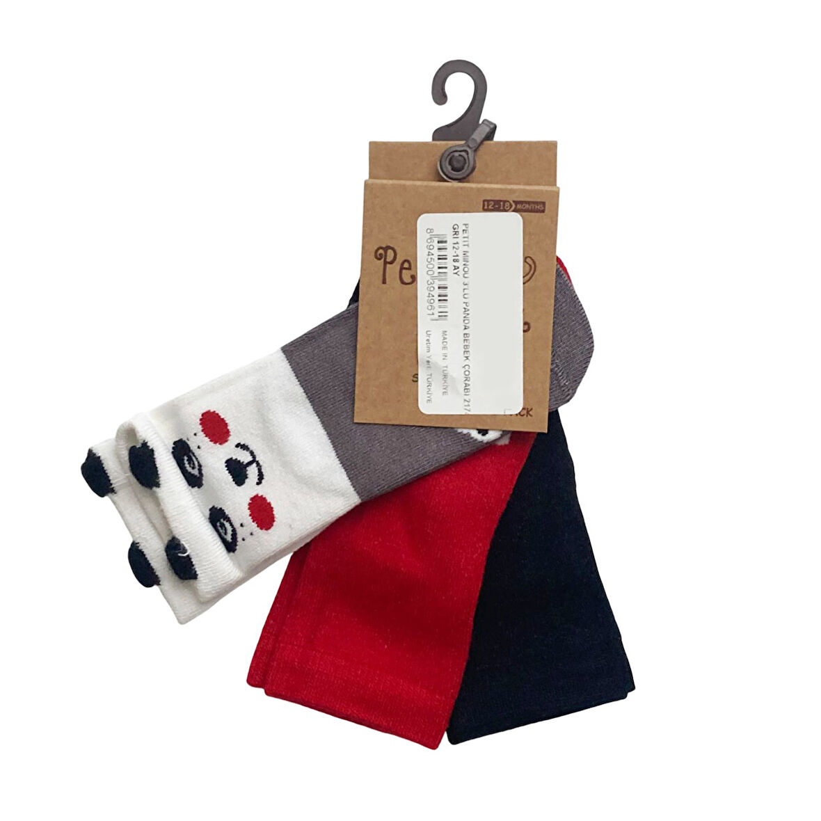 Petit Minou 3'lü Panda Bebek Çorabı 2174