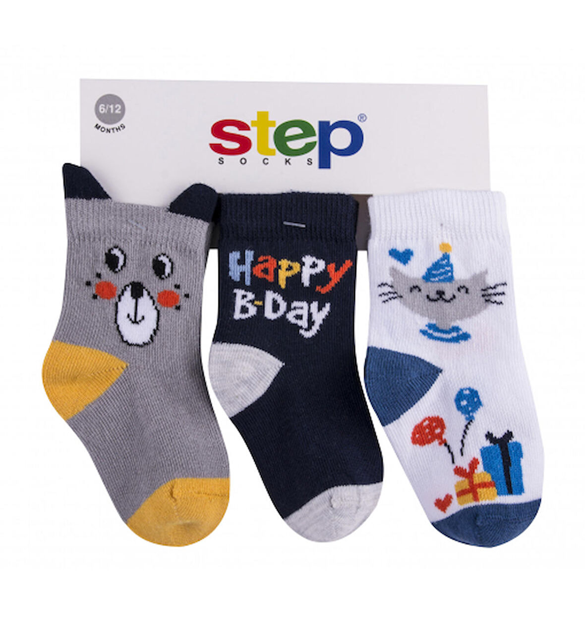 Step 3lü 3D Cat B-Day Soket Çorap 10290 Karışık Renkli