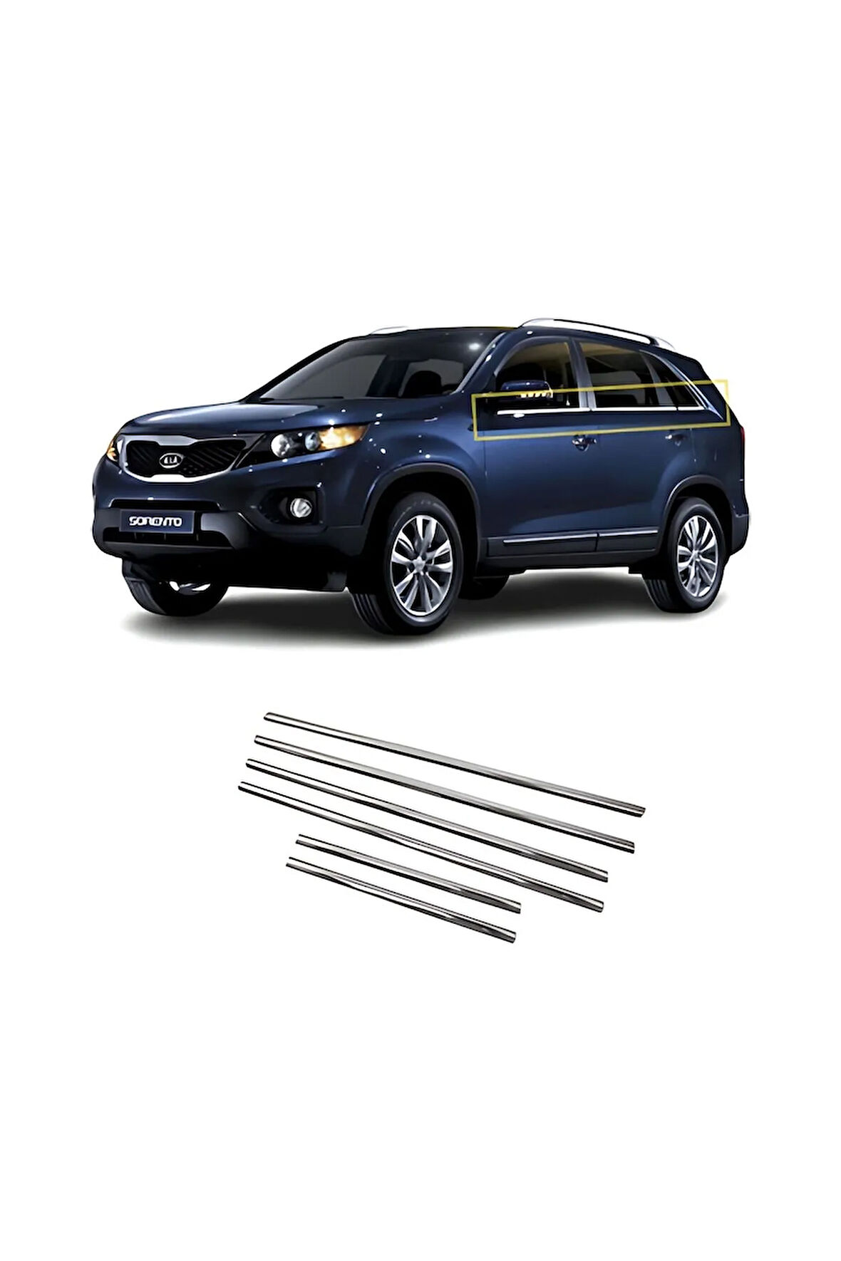 Kia Sorento Uyumlu Krom Cam Çıtası 6 Parça 2009-2014 Arası Paslanmaz Çelik