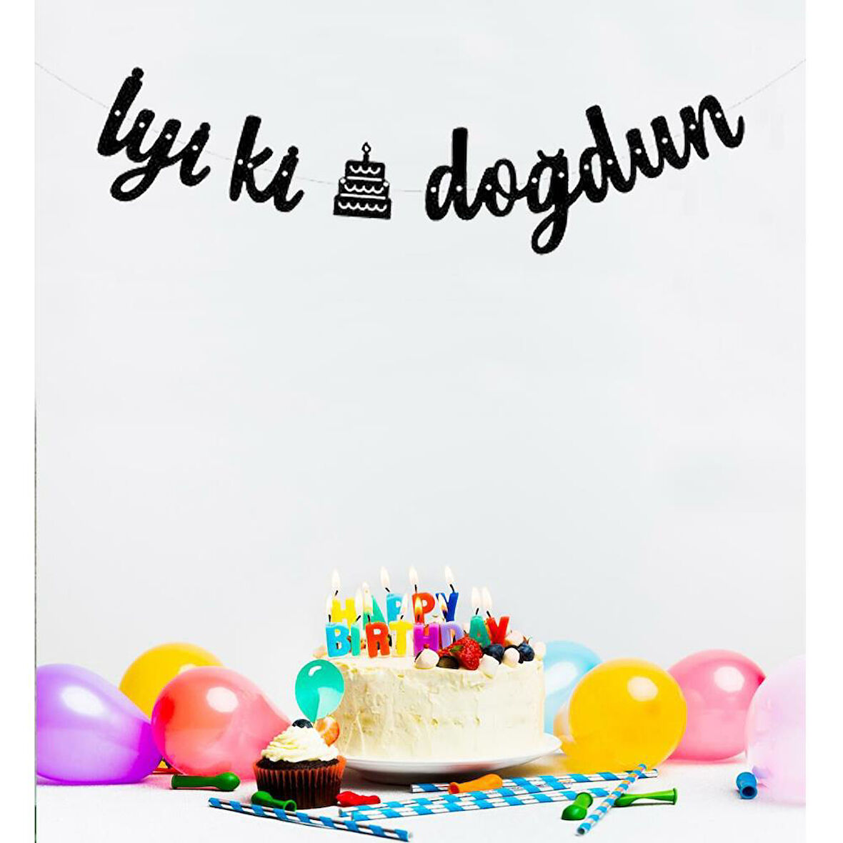 İyiki Doğdun Siyah Kaligrafi Banner