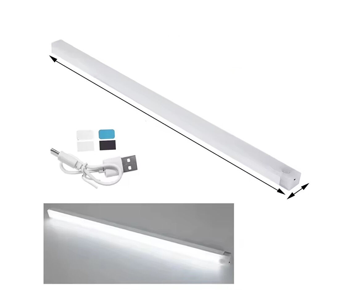  50 CM BEYAZ IŞIK HAREKET SENSÖRLÜ DOLAP İÇİ ÇALIŞMA MASASI MUTFAK TEZGAH ALTI USB LED IŞIK