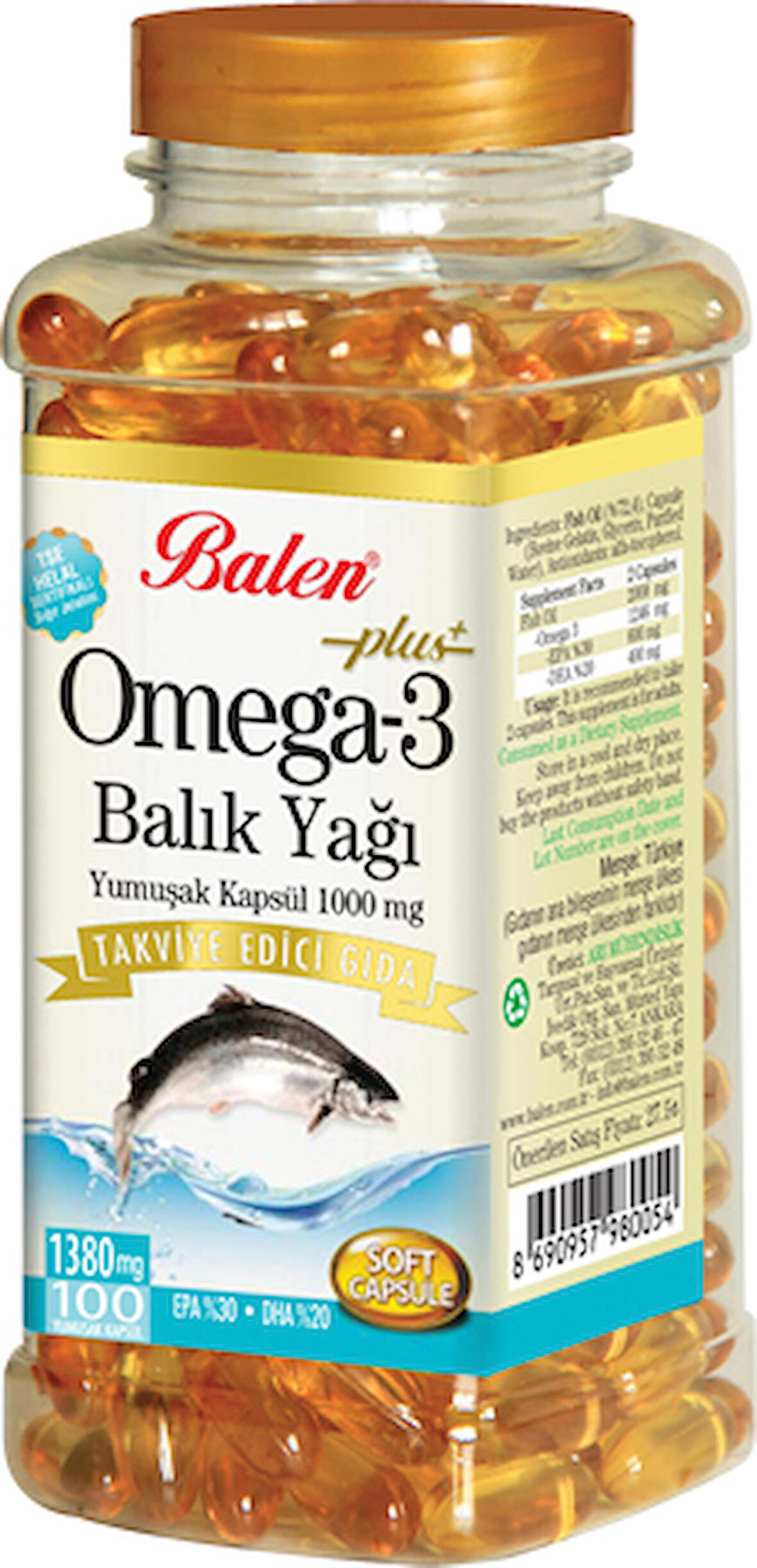 Balen Omega 3 Balık Yağı Yumuşak Kapsül 1380 Mg 100 Kapsül