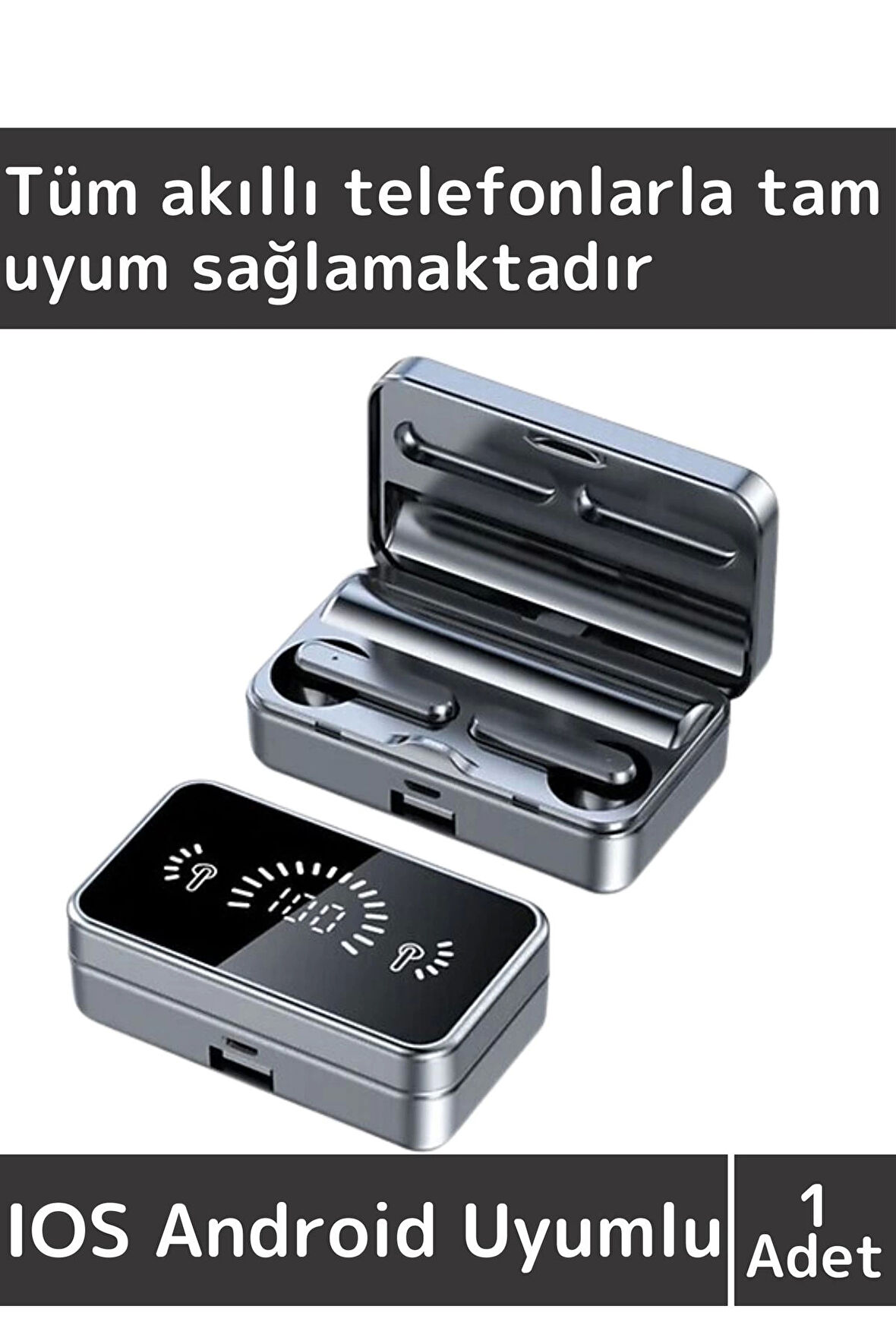 Premium iPhone 16 Tam Uyumlu Led Şarj Göstergeli Powerbankli Kulak İçi Bluetooth Kulaklık