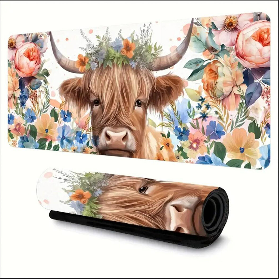 70X30 CM ÇİÇEKLİ İNEK TEMALI KAYDIRMAZ TABAN SPEED YÜZEY OYUNCU MOUSE PAD GAMİNG