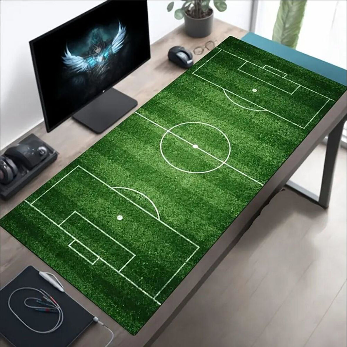 70X30 CM FUTBOL SAHASI TEMALI KAYDIRMAZ TABAN SPEED YÜZEY OYUNCU MOUSE PAD GAMİNG