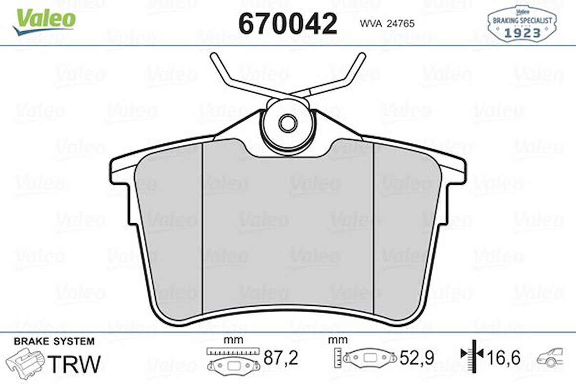 Psa Arka Fren Balatası P308 Sw P307 1,4 16v / 1,6 16v / 2,0 / 1,6hdi / 2,0hdi 09 / 07> Partner Tepee C4 - Valeo 670042