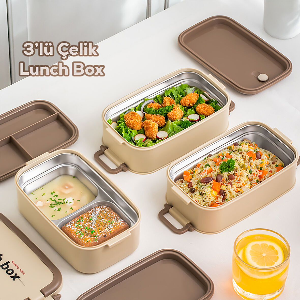 Porsima 1612 Isı Yalıtımlı Paslanmaz Çelik 3 Katlı 4 Bölmeli Vakumlu Yemek Termosu Beslenme Kutusu Taşınabilir Lunch Box Sefer Tası