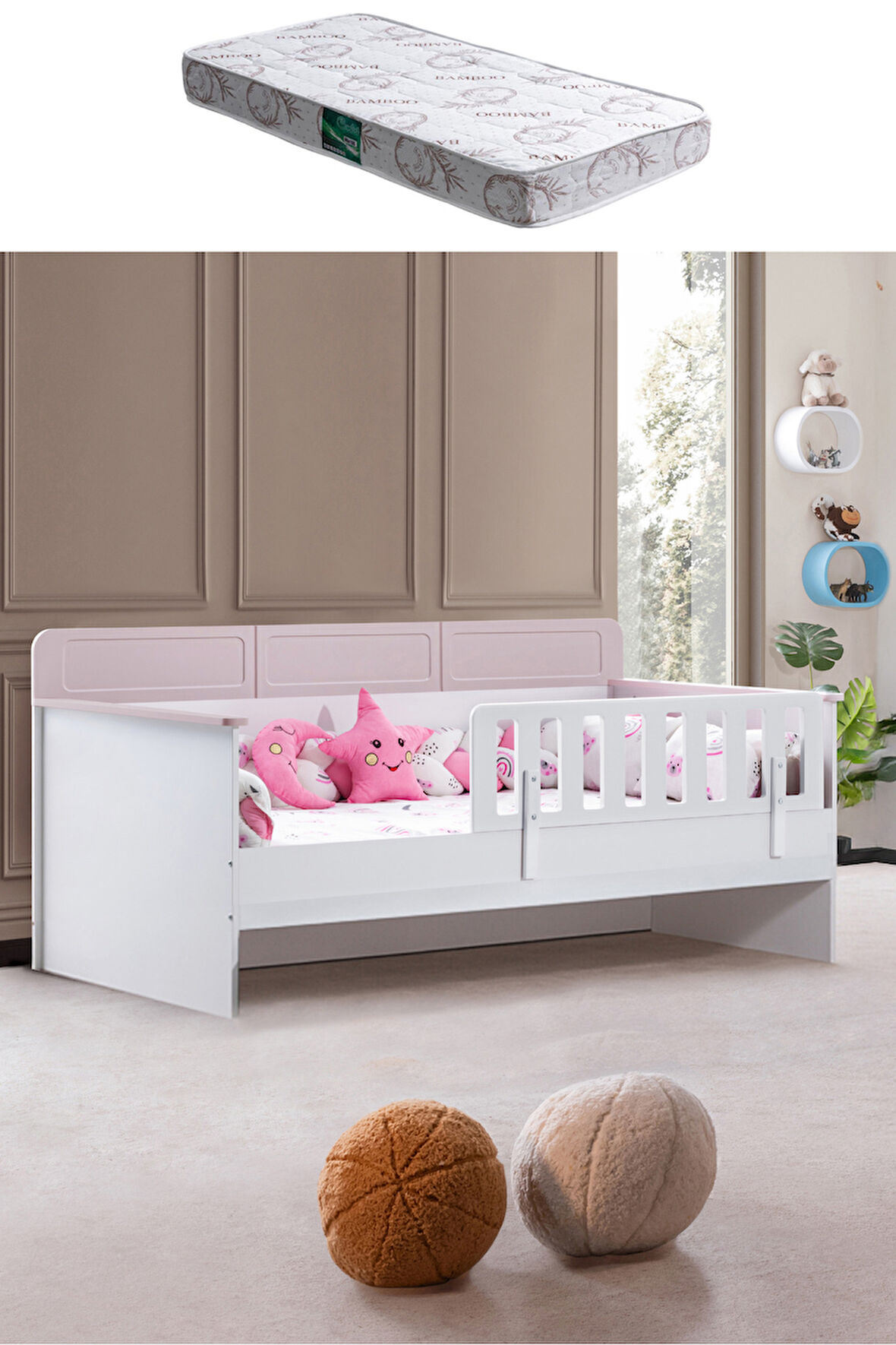 Karyola, Mira Montessori Karyola - Pembe + 1 Adet Comfort Yatak