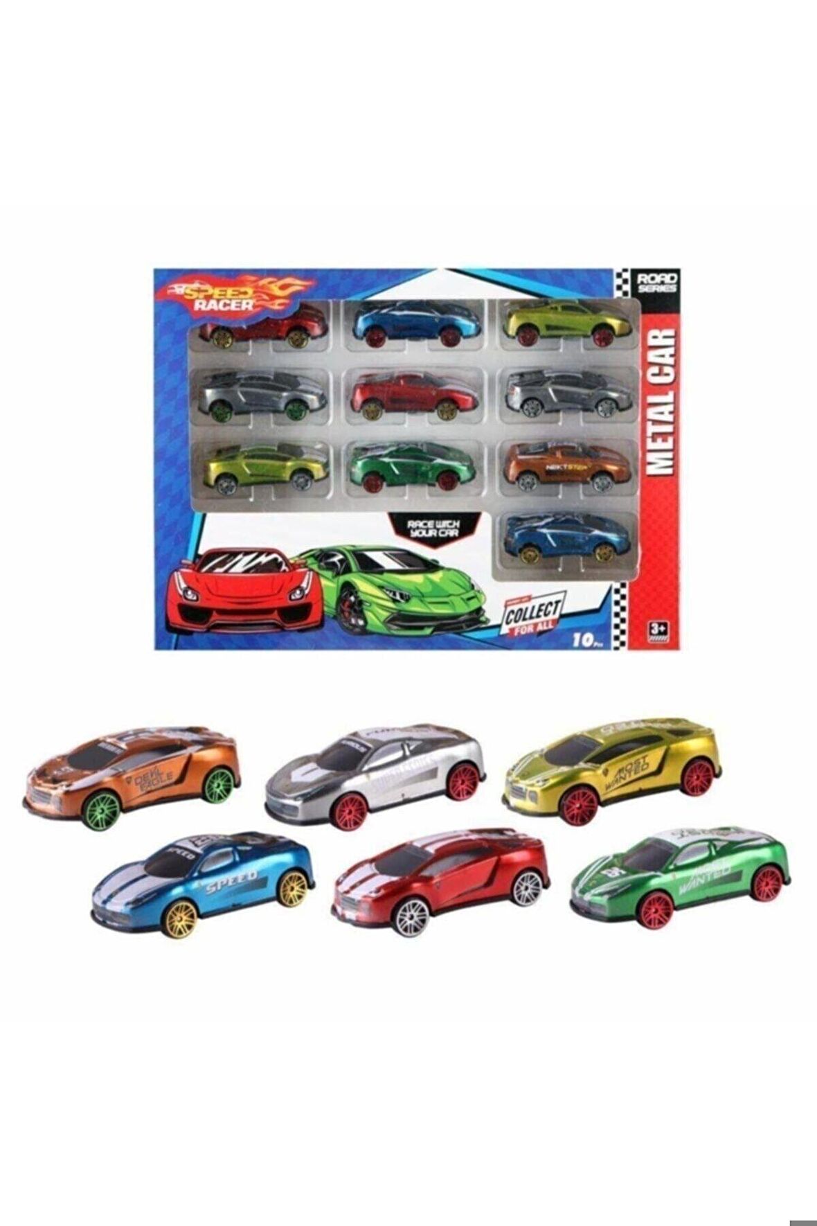 Speed Car 10'lu Metal Die-cast Araba Hot Wheels Benzeri Oyuncak Model Araba Seti