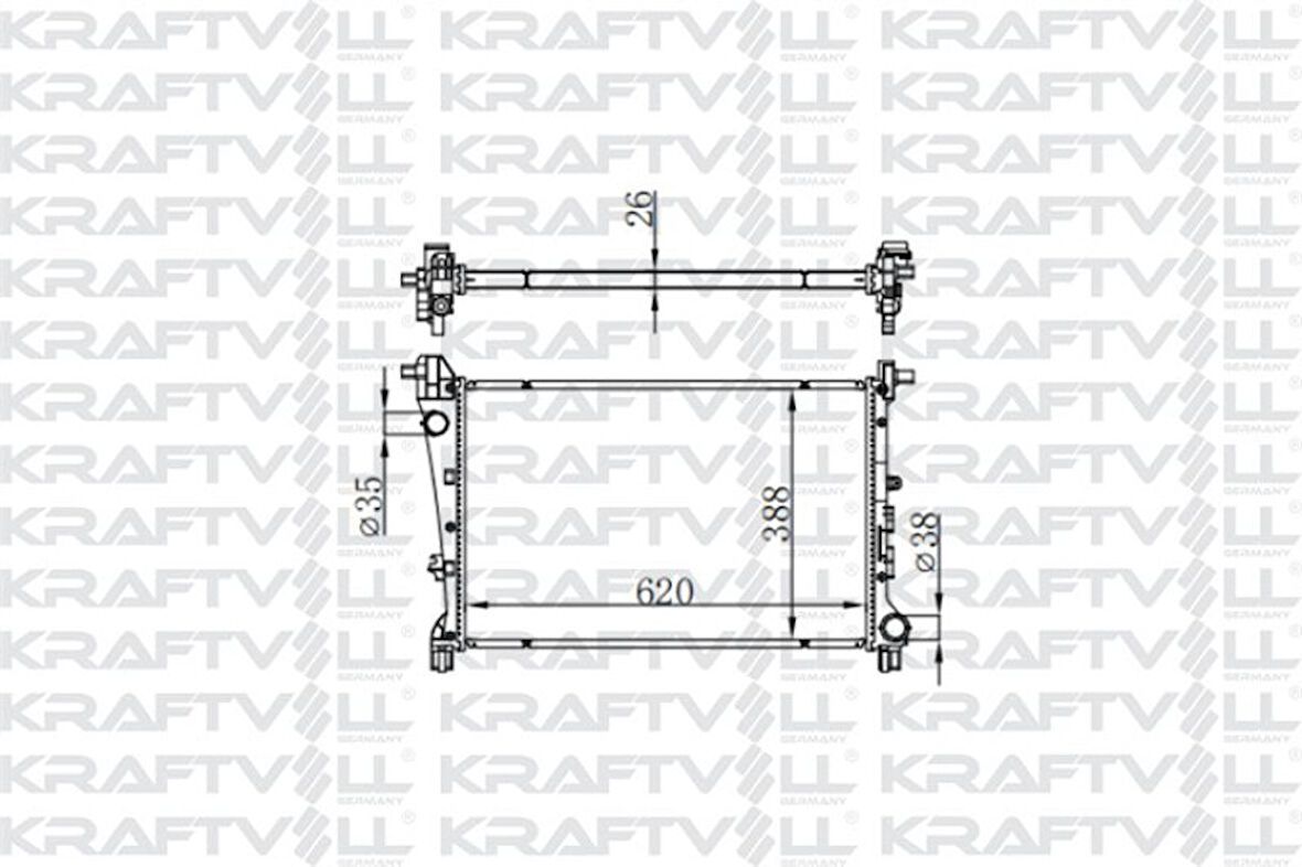 Fiat Motor Su Radyatoru Egea Cross 1,3 / 1,6 Mjet / 1,4 Benzinli (mt) (620*398*26) Brazıng - Kraftvoll 08040068