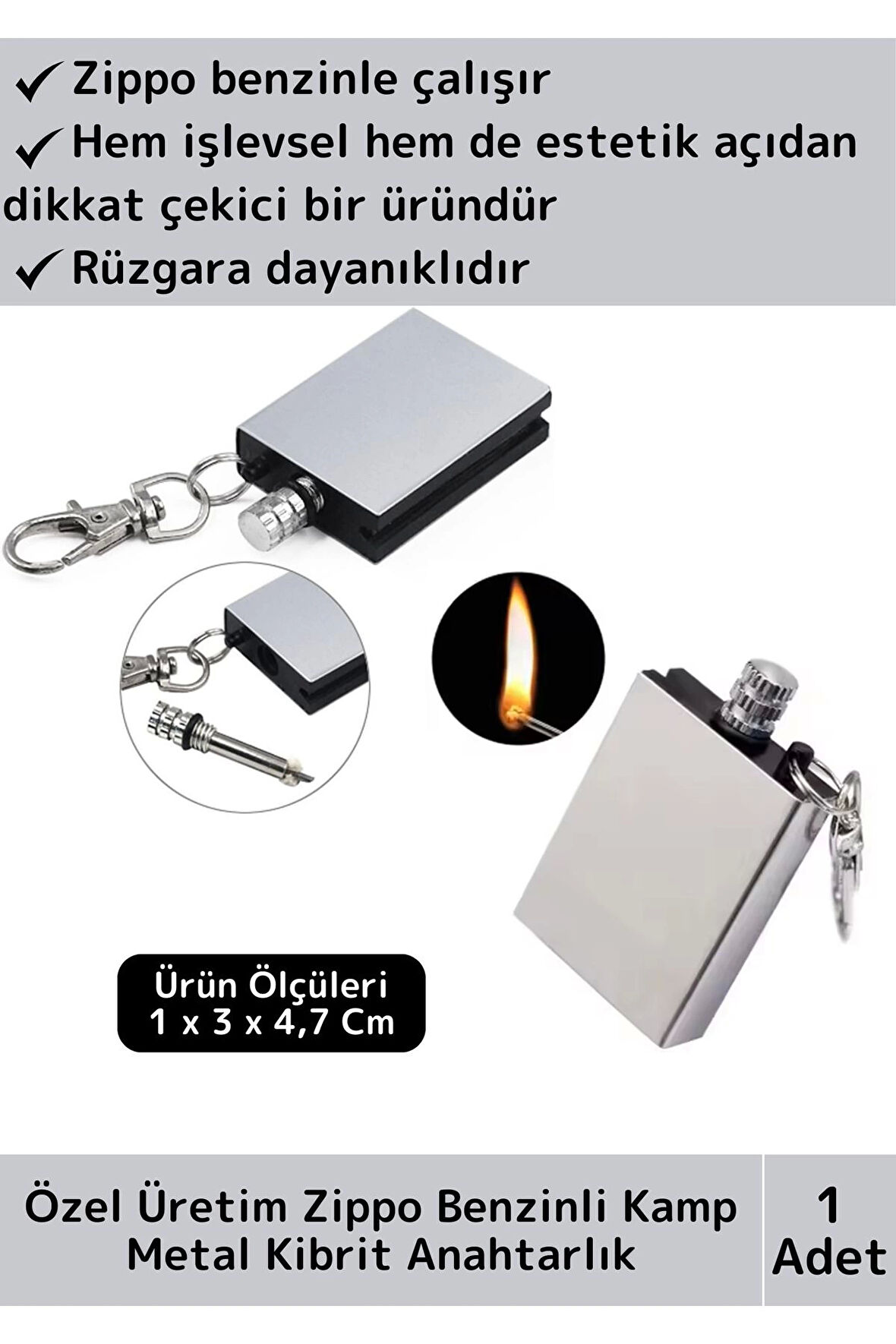 Premium Taşınabilir Pratik Kamp Doğa Av Günlük Rüzgarda Sönmez Zippo Benzin Metal Kibrit Anahtarlık