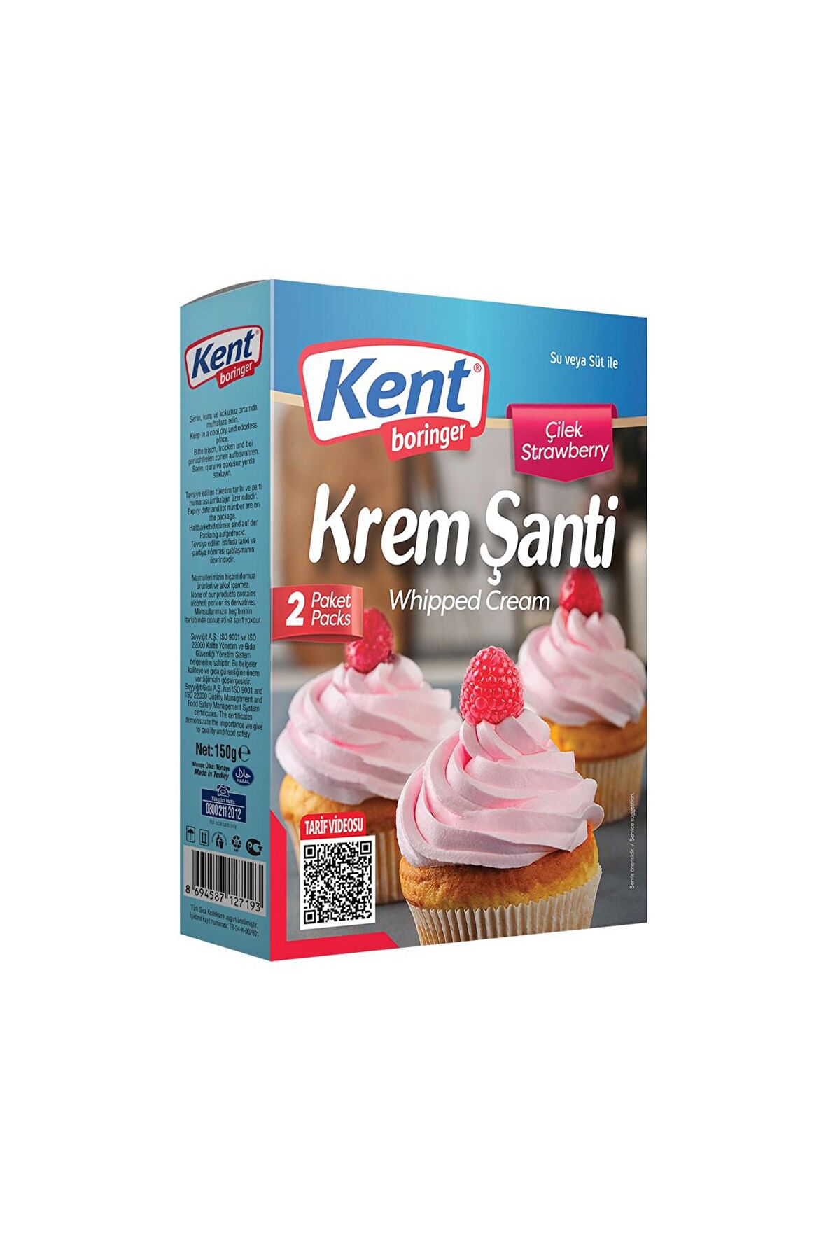 Kent Boringer Krem Şanti Çilekli 150 Gr