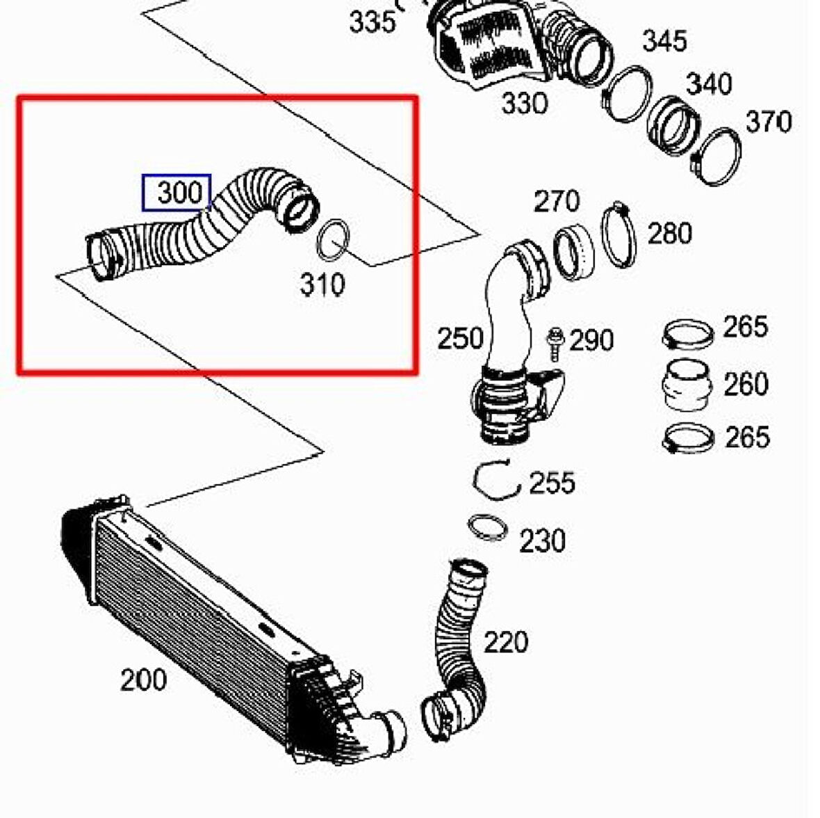 Mercedes Turbosarj Hortumu Sag C-Class W204 07>14 S204 07>14 - Ucpa 10h128120