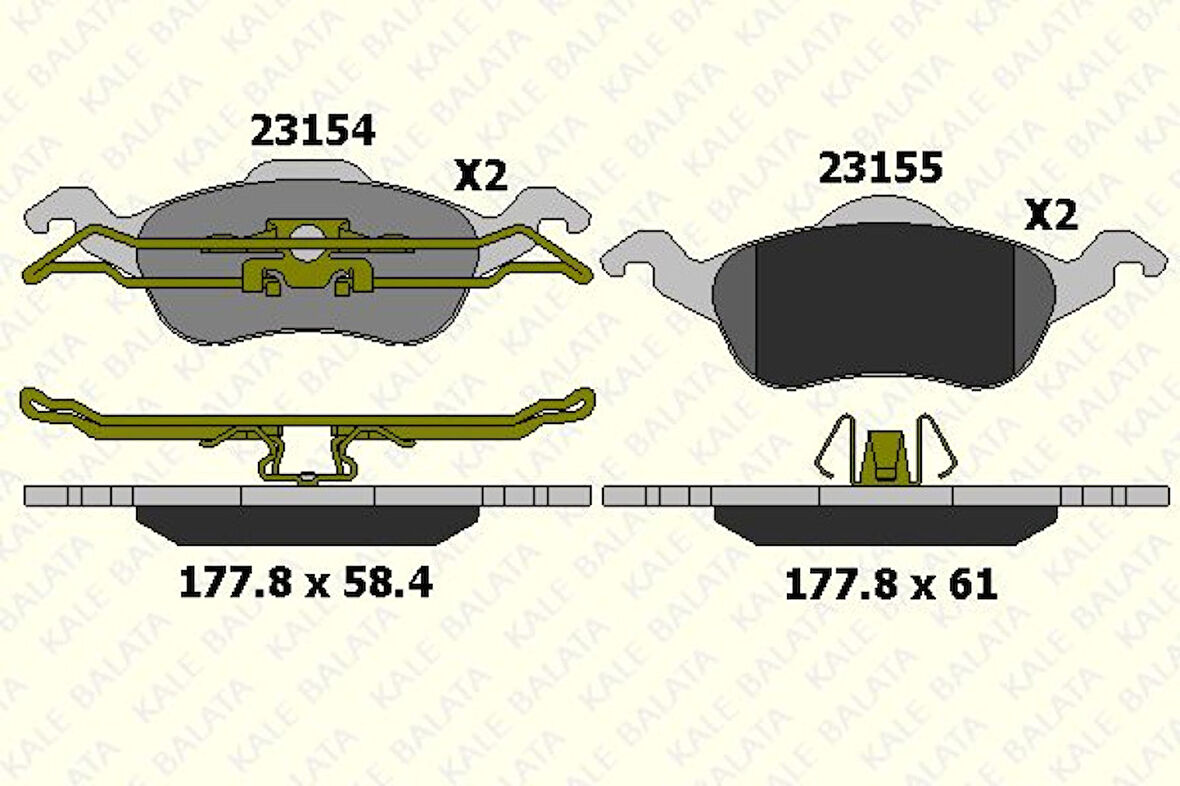 Ford On Fren Balatası Focus 1,6 16v / 1,8 16v / 1,8tdci / 2,016v 98>04 - Kale B 23154 185 05 Ans
