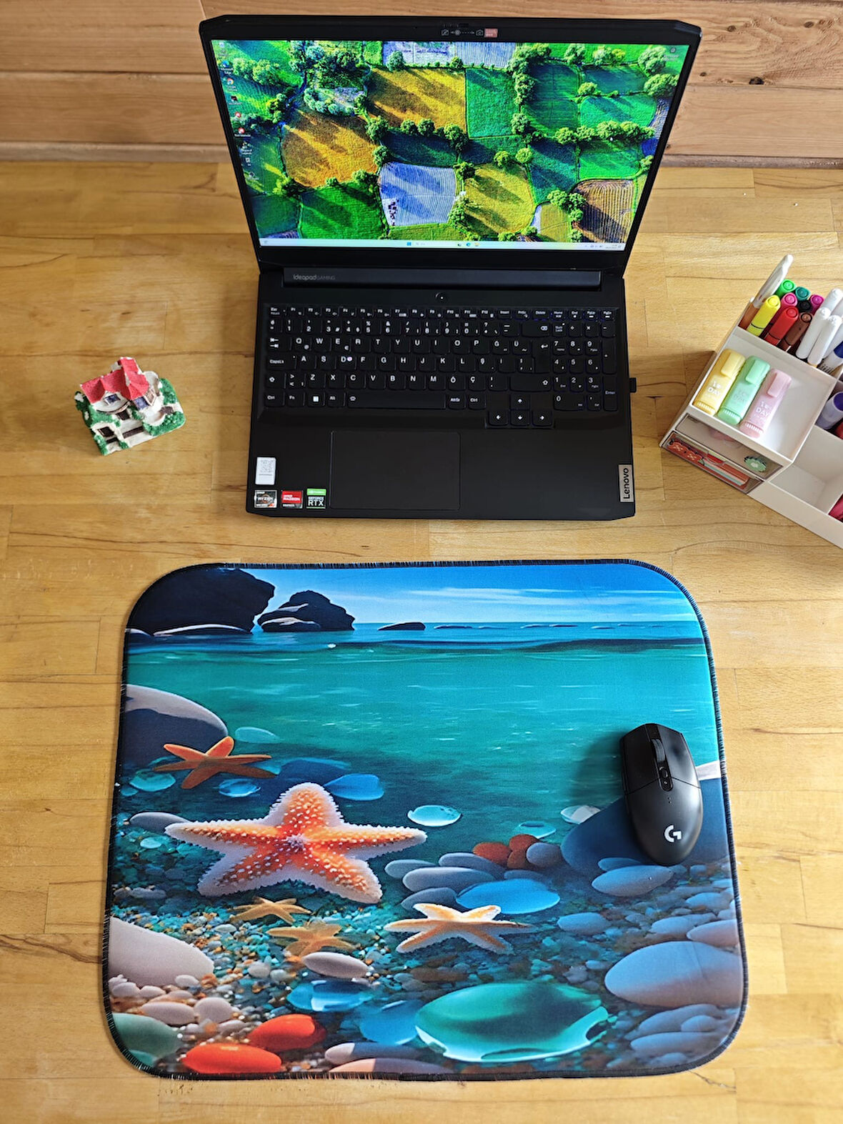 SGE TEKNOLOJİ 55X45 CM ÇAKIL DENİZ YILDIZI KAYDIRMAZ TABAN SPEED YÜZEY OYUNCU MOUSE PAD GAMİNG PAD