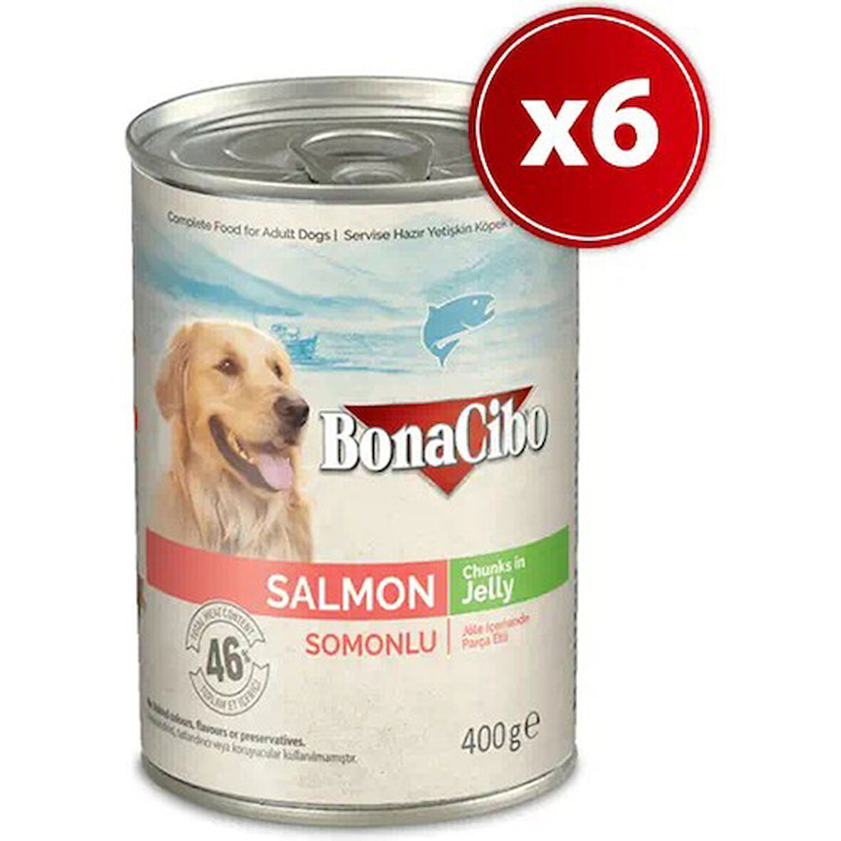 Bonacibo Jöleli Somonlu Yaş Yetişkin Köpek Konserve Maması 400 gr x 6 Adet