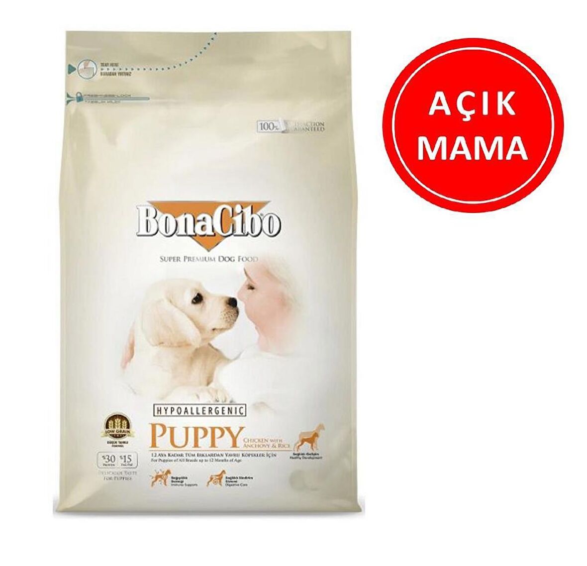 Bonacibo Puppy Tavuklu ve Balıklı Yavru Köpek Maması 1 kg AÇIK