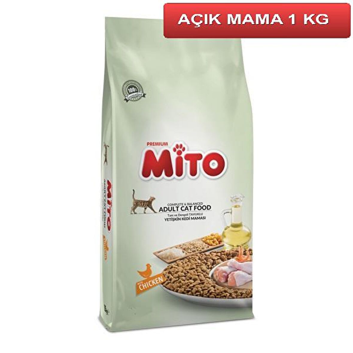 Mito Adult Cat Tavuklu Yetişkin Kedi Maması 1 kg AÇIK