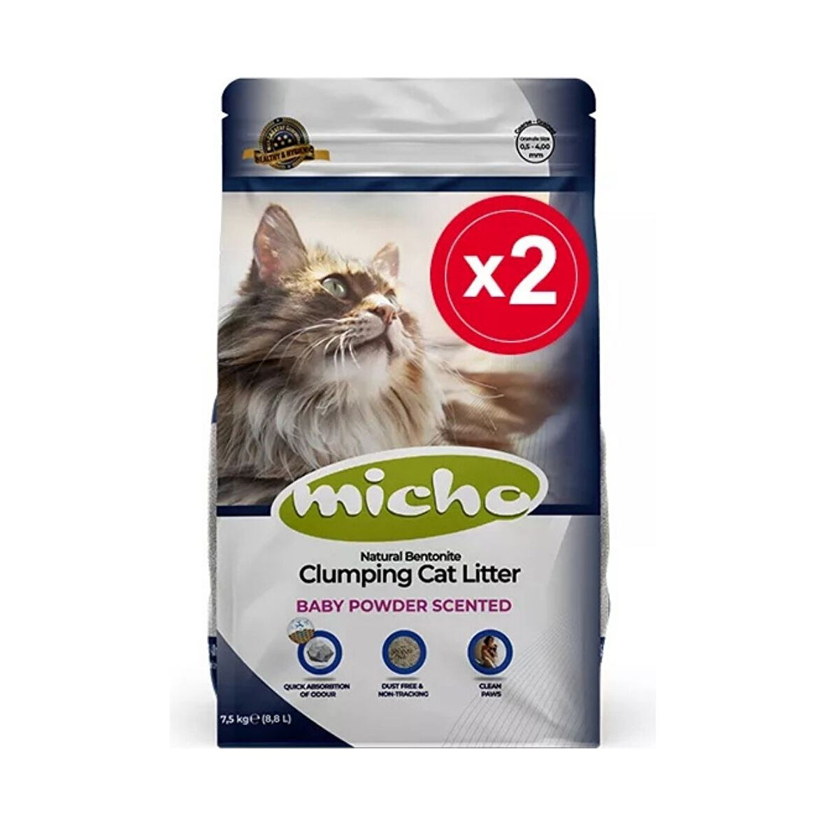 Kalın Taneli Topaklanan Pudra Kokulu Kedi Kumu 2 Adet x 8.5 Lt