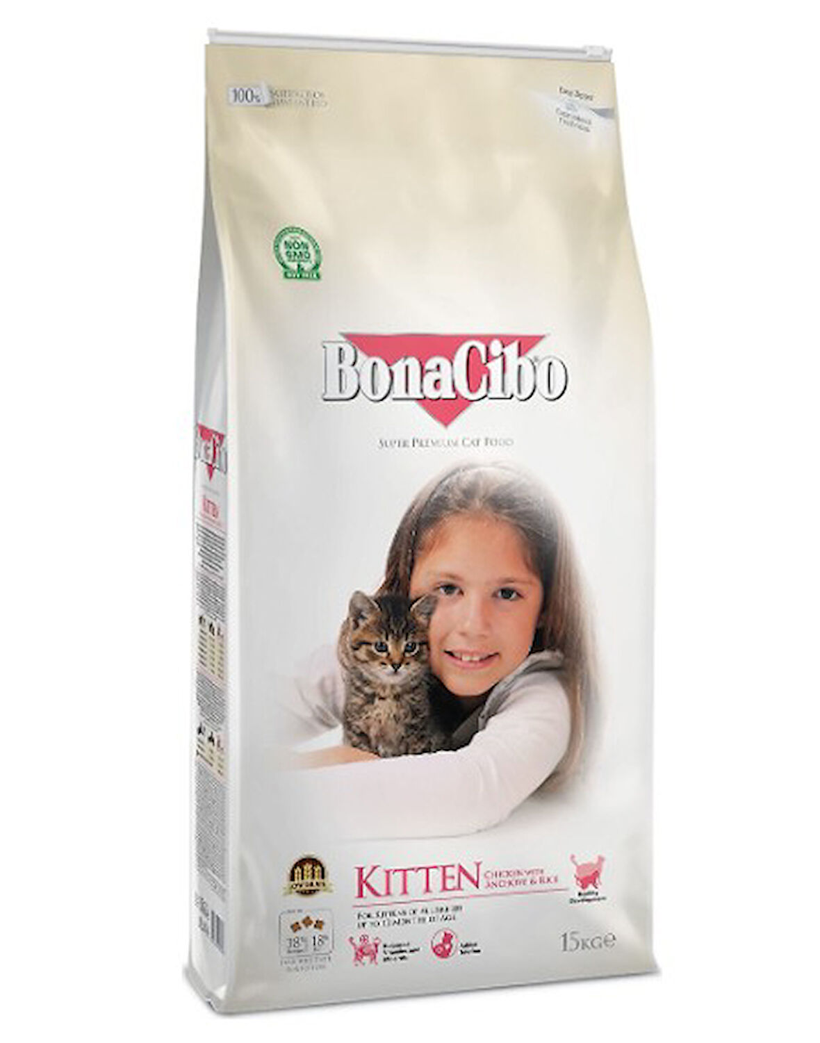 BonaCibo Kitten Tavuklu (Hamsi ve Pirinç eşliğinde) Yavru Kedi Maması 15 Kg