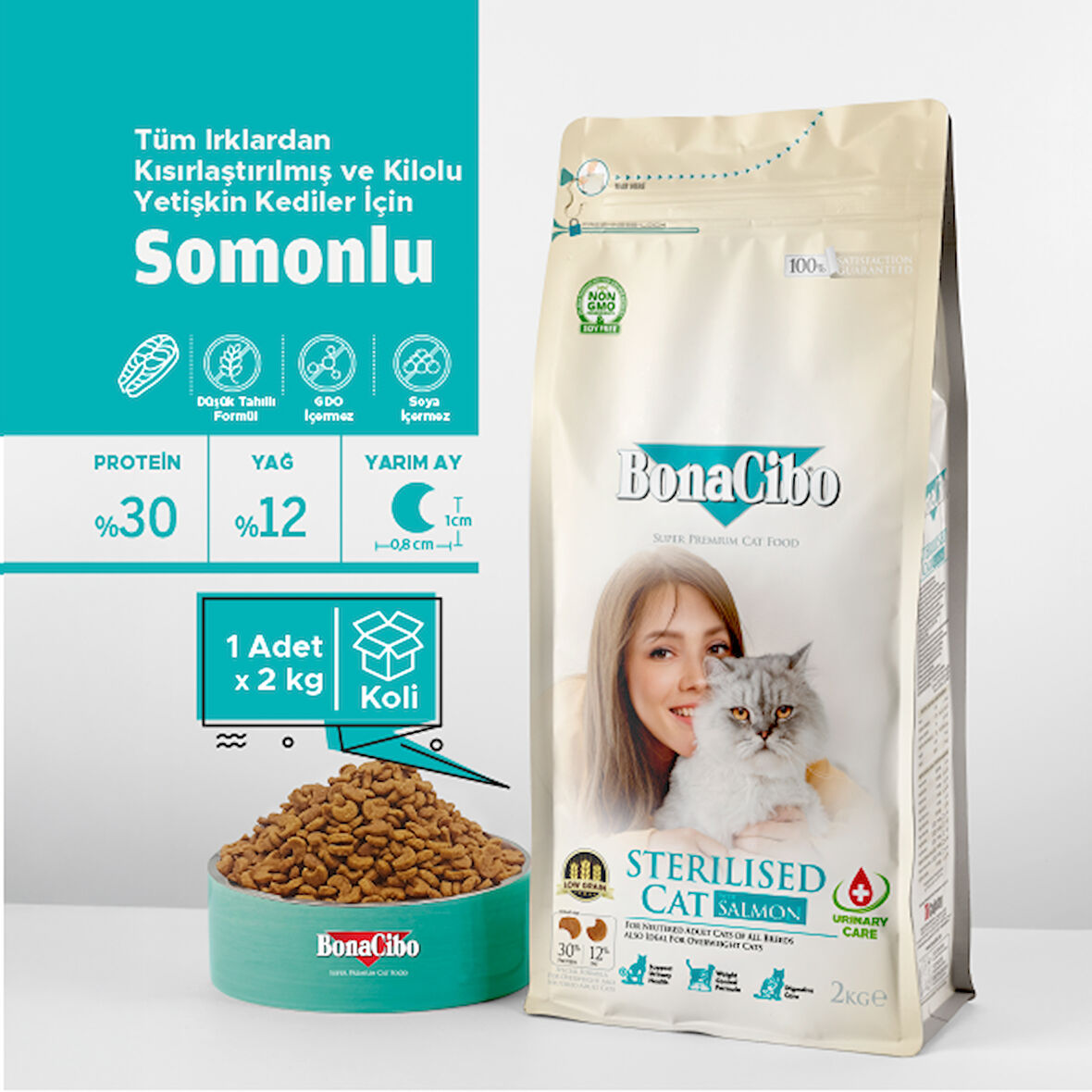 BonaCibo Adult Cat Sterilised Somonlu 2 Kg