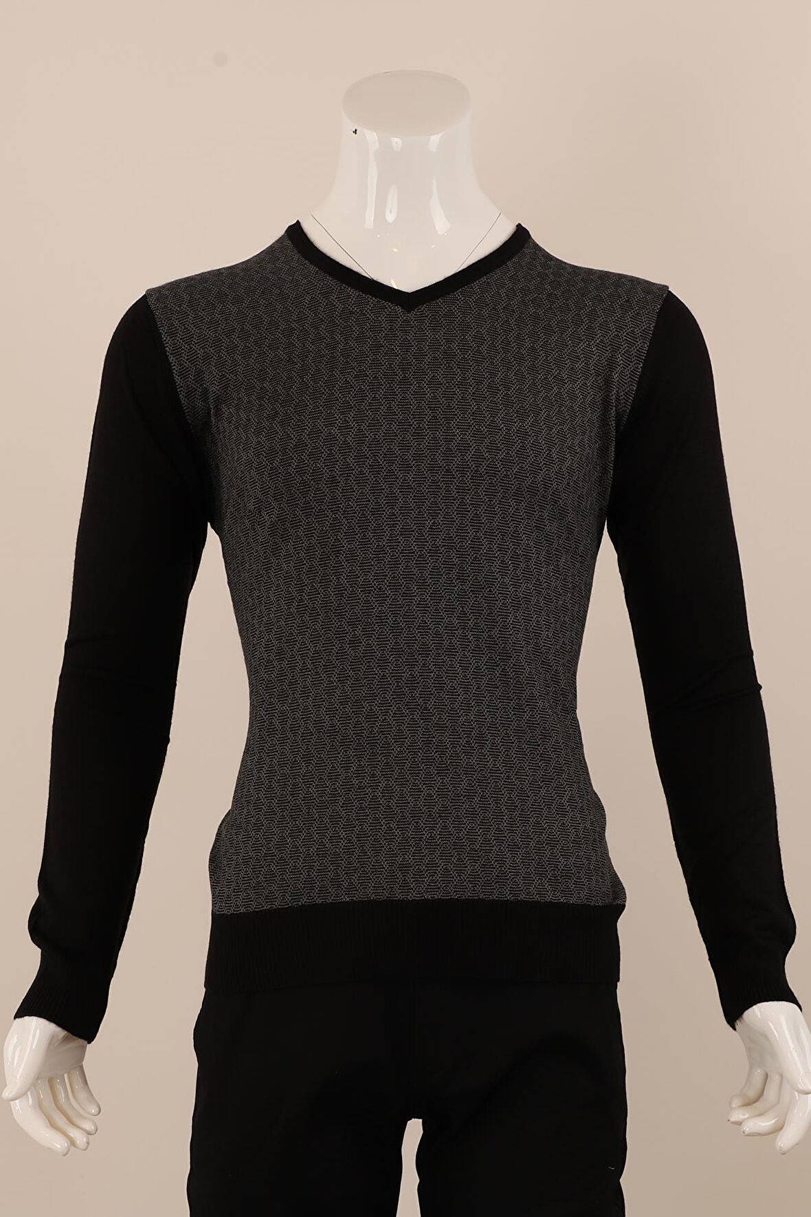 Slim Fit Yünlü Desenli Spor Triko