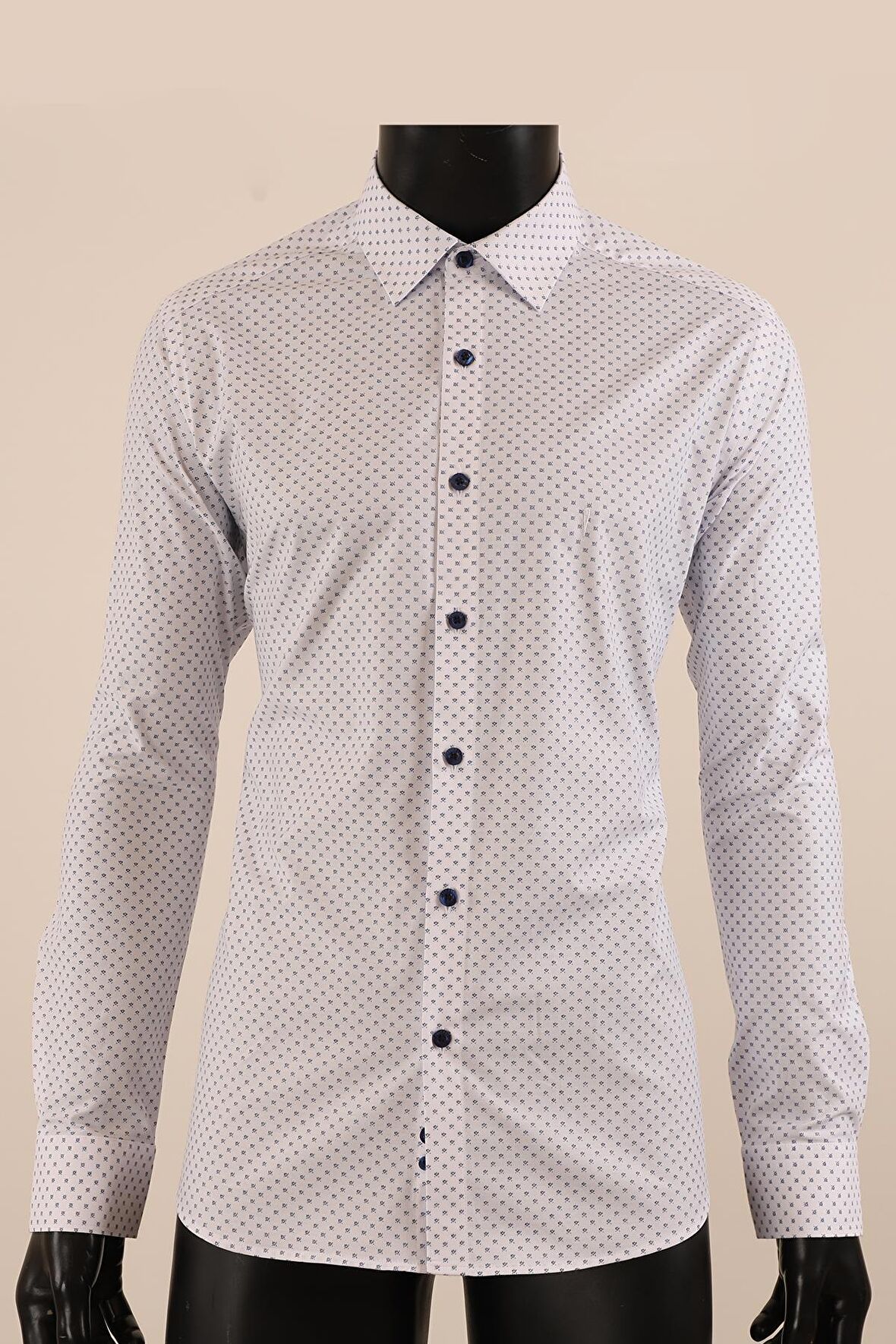 Uzun Kol Slim Fit Desenli Gömlek