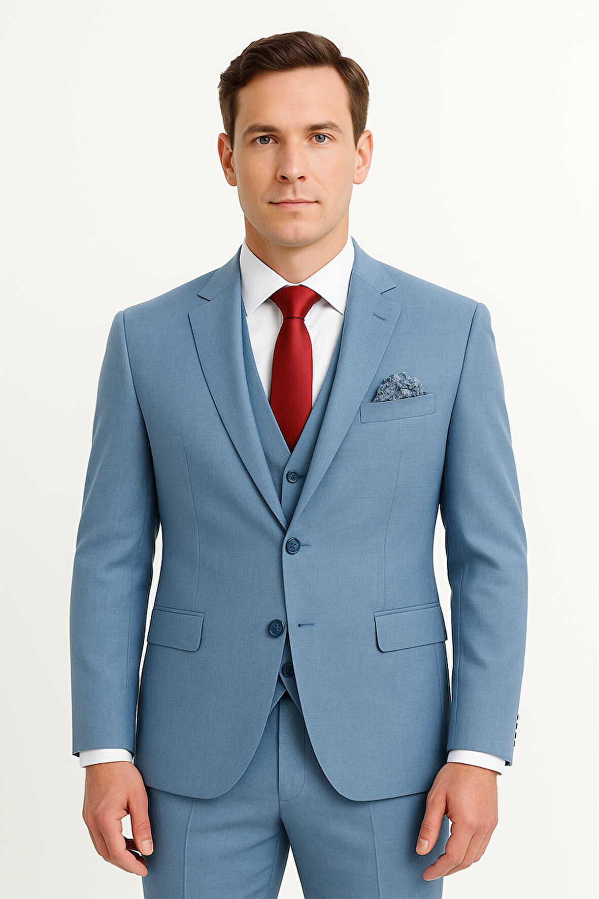 Yelekli Takım Elbise Slim Fit