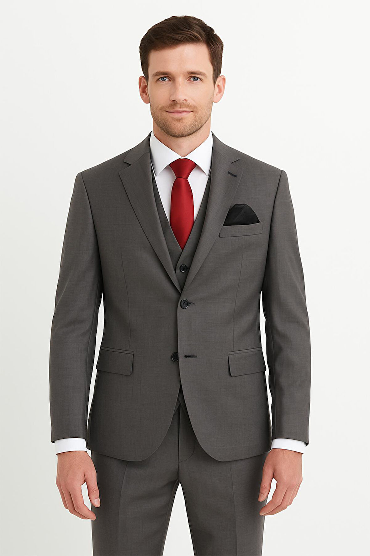 Yelekli Takım Elbise Slim Fit