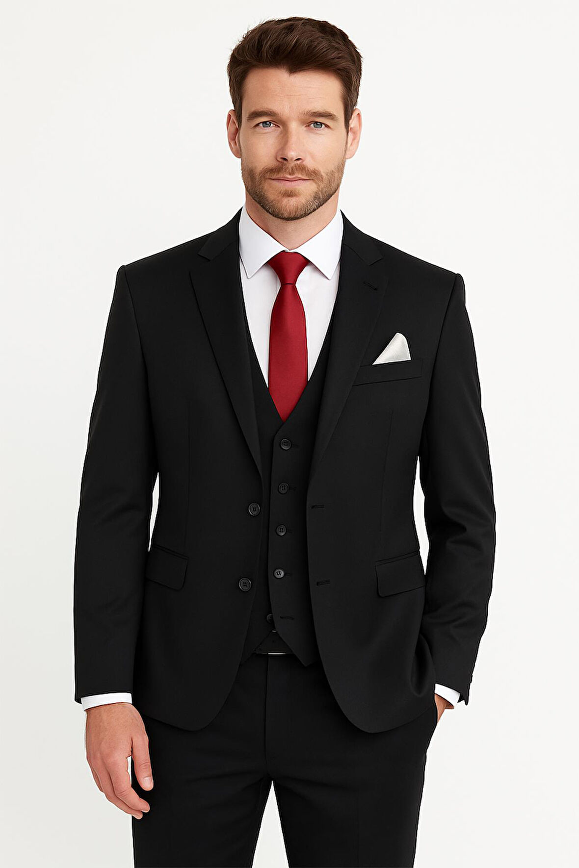 Yelekli Takım Elbise Slim Fit