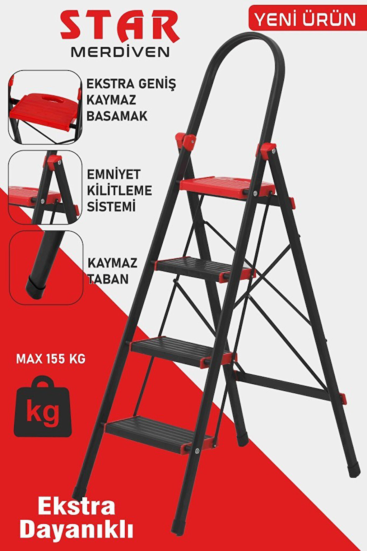 Devecioğlu 4 Basamaklı Star Geniş Basamakli Merdiven