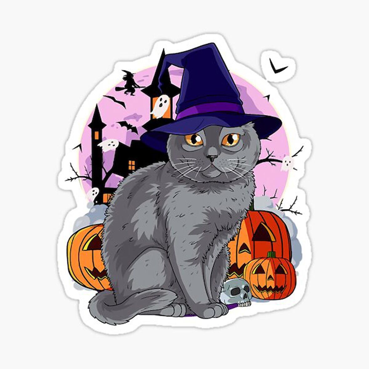 Chartreux Kedi Araba Oto Sticker Etiket Renkli V2